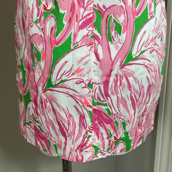Lilly Pulitzer Alexa Shift Dress Flamingo Pink Green White Lace Cruise Sz 2 - Picture 8 of 13